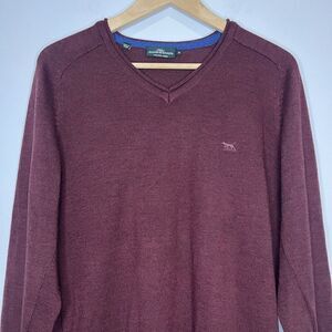 Rodd & Gunn Maroon Merino Wool V-Neck Sweatshirt